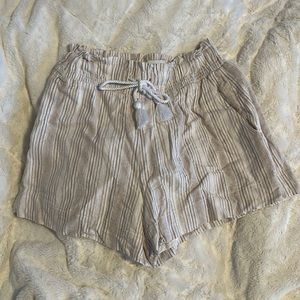 Abercrombie linen blend tan stripe shorts